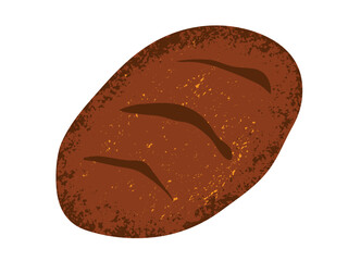 Rye bread loaf isolated on a white background. Vector illustration