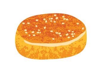 Hamburger bun with sesame vector illustration isolated on white