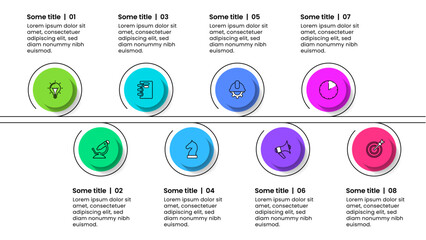 Infographic template. Line with circles and 8 steps