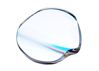 Abstract iridescent shape, wavy glass circle, 3d render