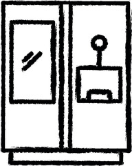 Smart fridge vector icon in grunge style