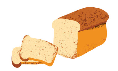 Bread loaf toast slice vector illustration isolated on white