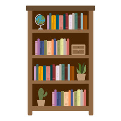 Hand drawn bookshelf clipart