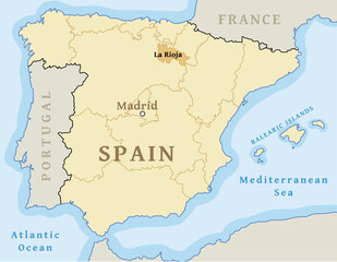 La Rioja location on map of Spain - obrazy, fototapety, plakaty