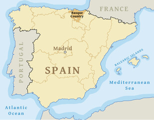 Fototapeta premium Basque Country location on map of Spain