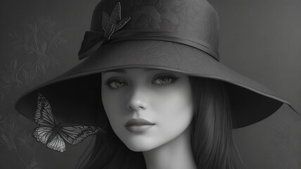 portrait of a girl in a black hat