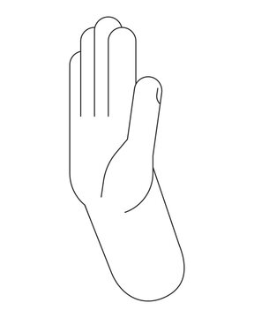 recommend clip art: Hand say no cartoon human hand outline illustration. Setting boundaries 2D isolated black and white vector image. Refuse decline. Saying sorry. Turn down offer flat monochromatic drawing clip art