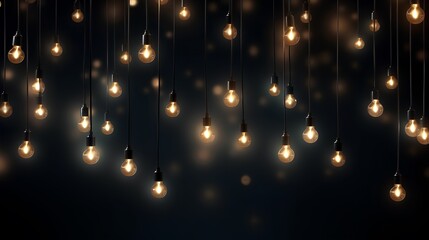 Obraz na płótnie Canvas Numerous light bulbs emitting bright light floating in the darkness. Generative AI