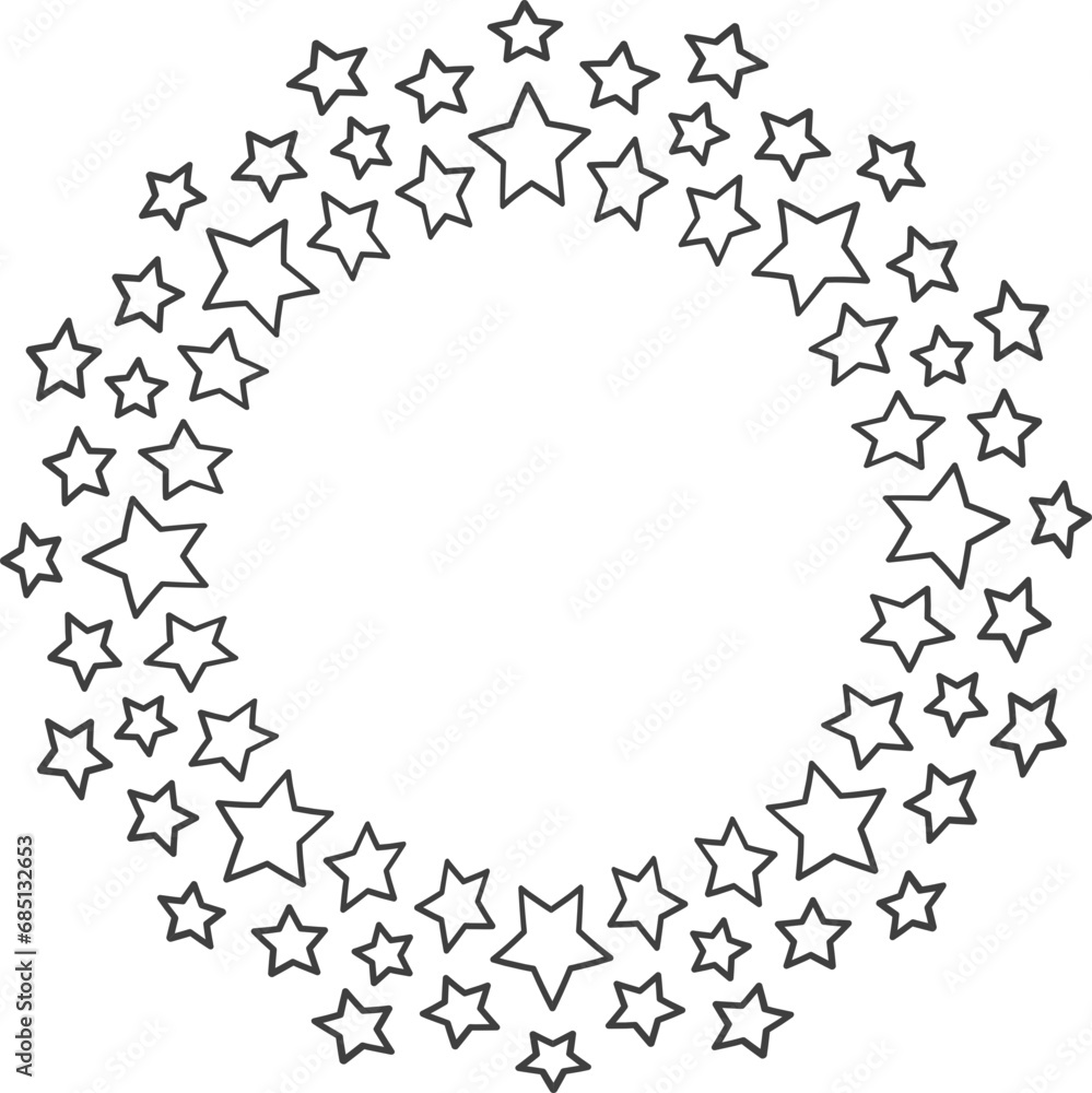 Poster start decoration frame in vector. stars abstract round border.