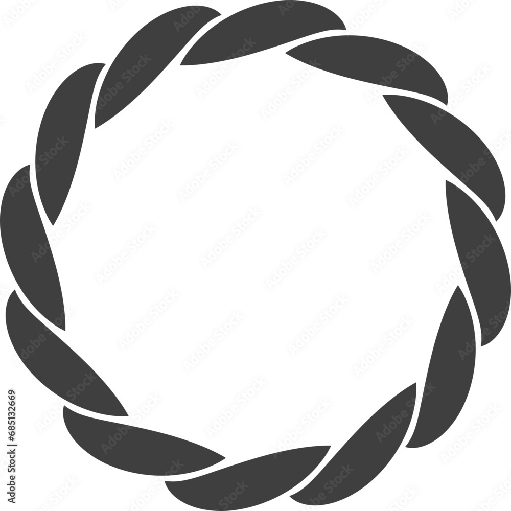 Poster round frame black and white vector ornament. graphic border doodle. ring curve link connection