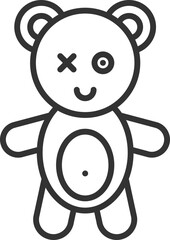 Bear toy icon on white background. Line style vector illustration.