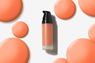 beauty cosmetic makeup skincare of smudge cc cream foundation primer cushion; product mockup on...