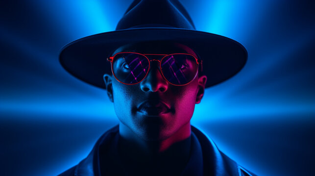 Portrait d&rsquo;homme &agrave; la mode avec chapeau et lunettes de soleil