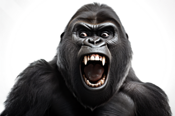 angry gorilla attack head isolated on transparent background
