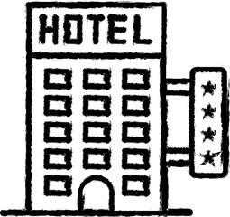 Hotel, 4 stars, travel vector icon in grunge style