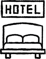 Hotel, bed, room vector icon in grunge style