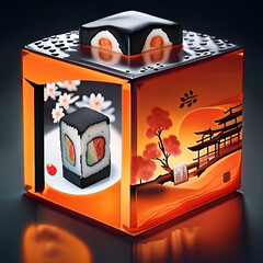 Cube Design for Japanese Food Restaurant Table Decoration