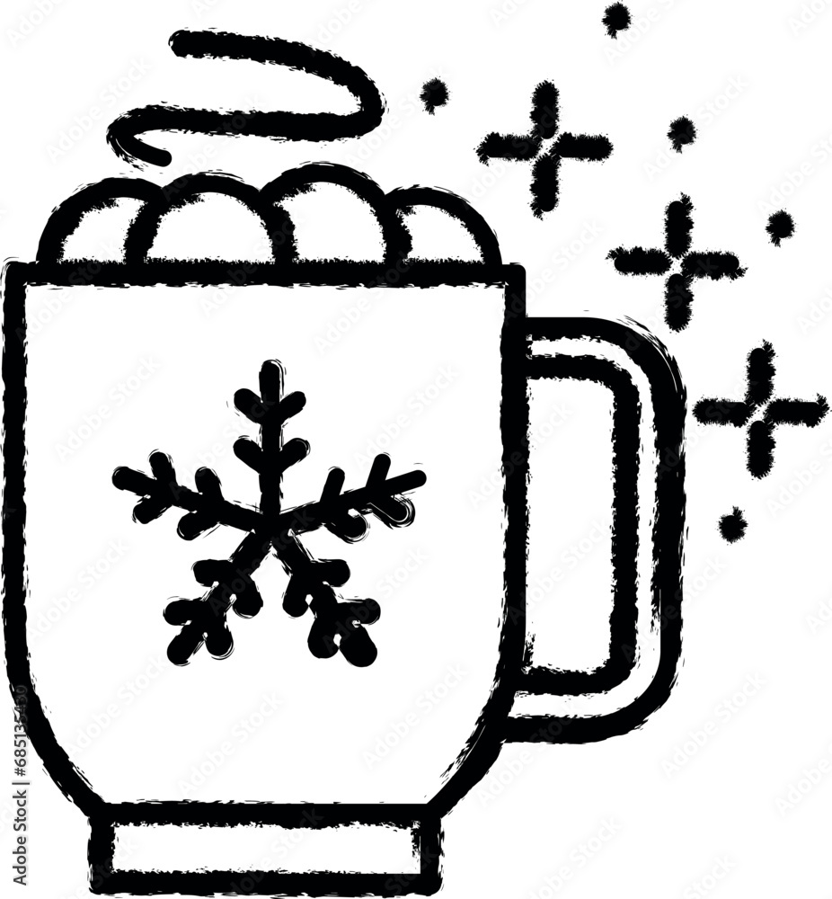 Poster cup cocoa marshmallows vector icon in grunge style