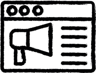 Obraz premium Browser, web site, megaphone vector icon in grunge style