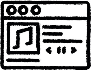 Obraz premium Browser, web site, music vector icon in grunge style