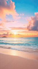 Naklejka na ściany i meble Beautiful tropical beach and sea at sunset time - Holiday Vacation concept.