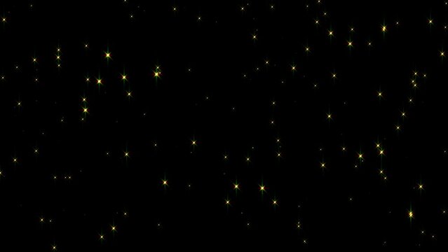 Christmas and new year shiny glowing stars, fairy twinkle stars on dark background, 4k sparkle animation overlay design element	