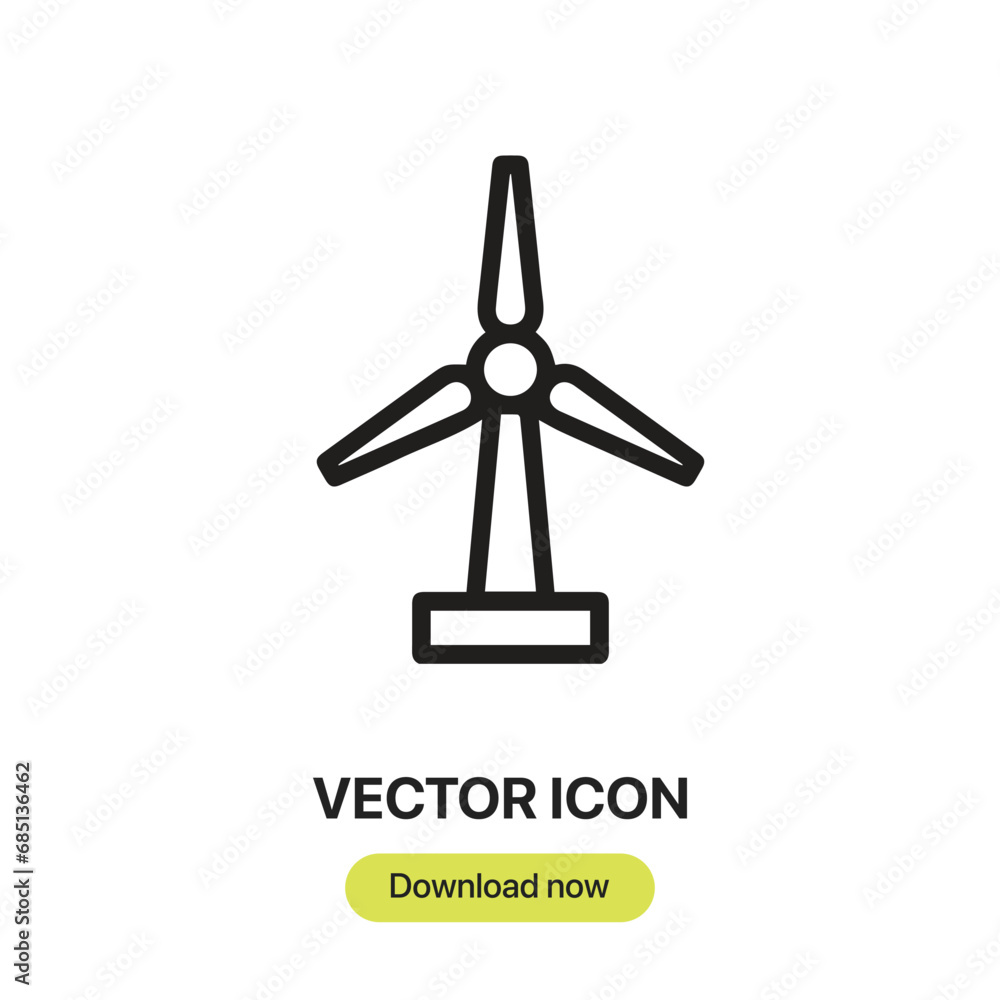 Leinwandbilder windmill icon vector. linear-style sign for mobile concept and web design. windmill symbol illustrat