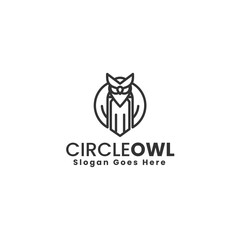 Vector Logo Illustration Nature Owl Line Art Style