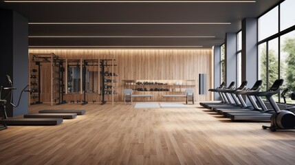 Gym room with wooden floor