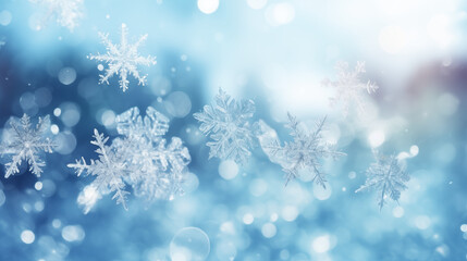 Snow crystals background, wintry look 