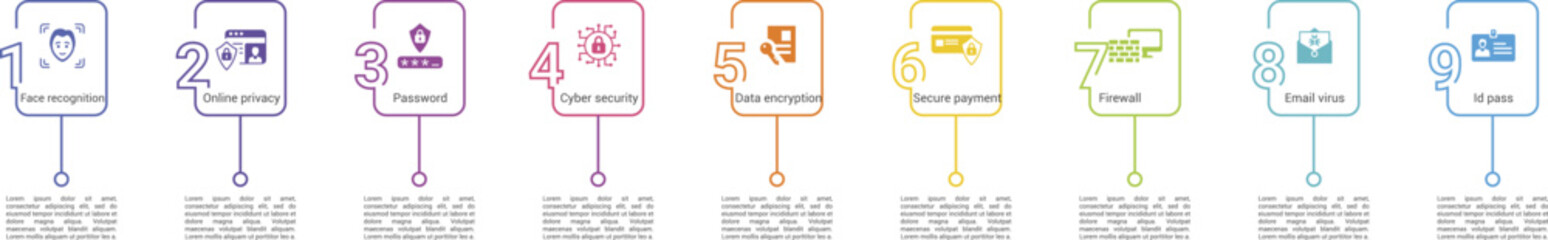 Infographics with Banking Operation theme icons, 10 steps. Such as deposits acceptance, lending of funds, funds remittance, lockers safe deposits and more.