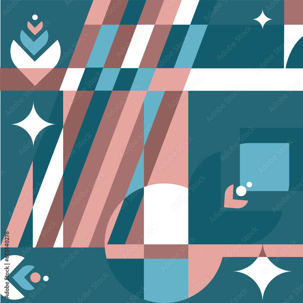 Aufkleber abstract geometric background in scandi style.vector illustration with geometric shapes and figures 