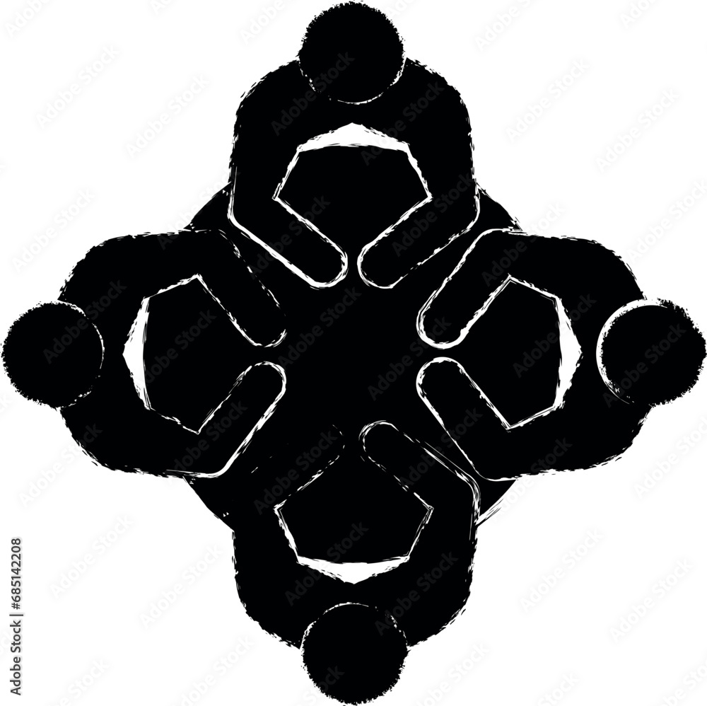 Poster round-table discussion vector icon in grunge style