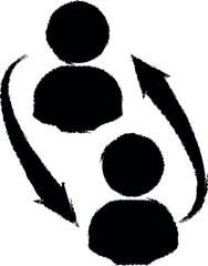 communication between two people vector icon in grunge style