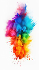 Explosion of colored powder, isolated on white background. Abstract colored background