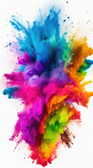 Fototapeta na wymiar Colored powder explosion on white background. Colored cloud. Colorful dust explode. Paint Holi .