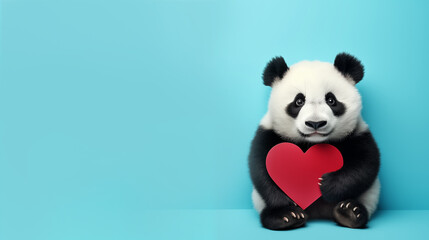 Funny panda with a heart.