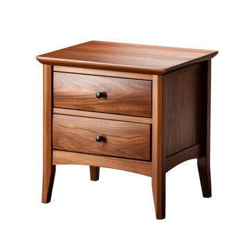 Cabinet, bedroom wooden furniture nightstand isolated on white transparent, PNG