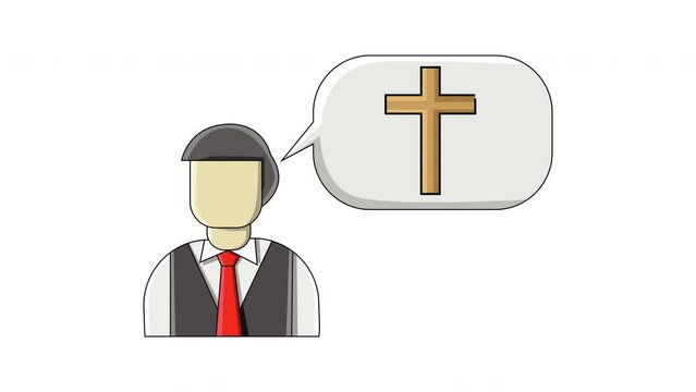 Animation forming a flat design of a man and a cross