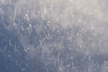 Macro photo texture of snow and ice crystals.