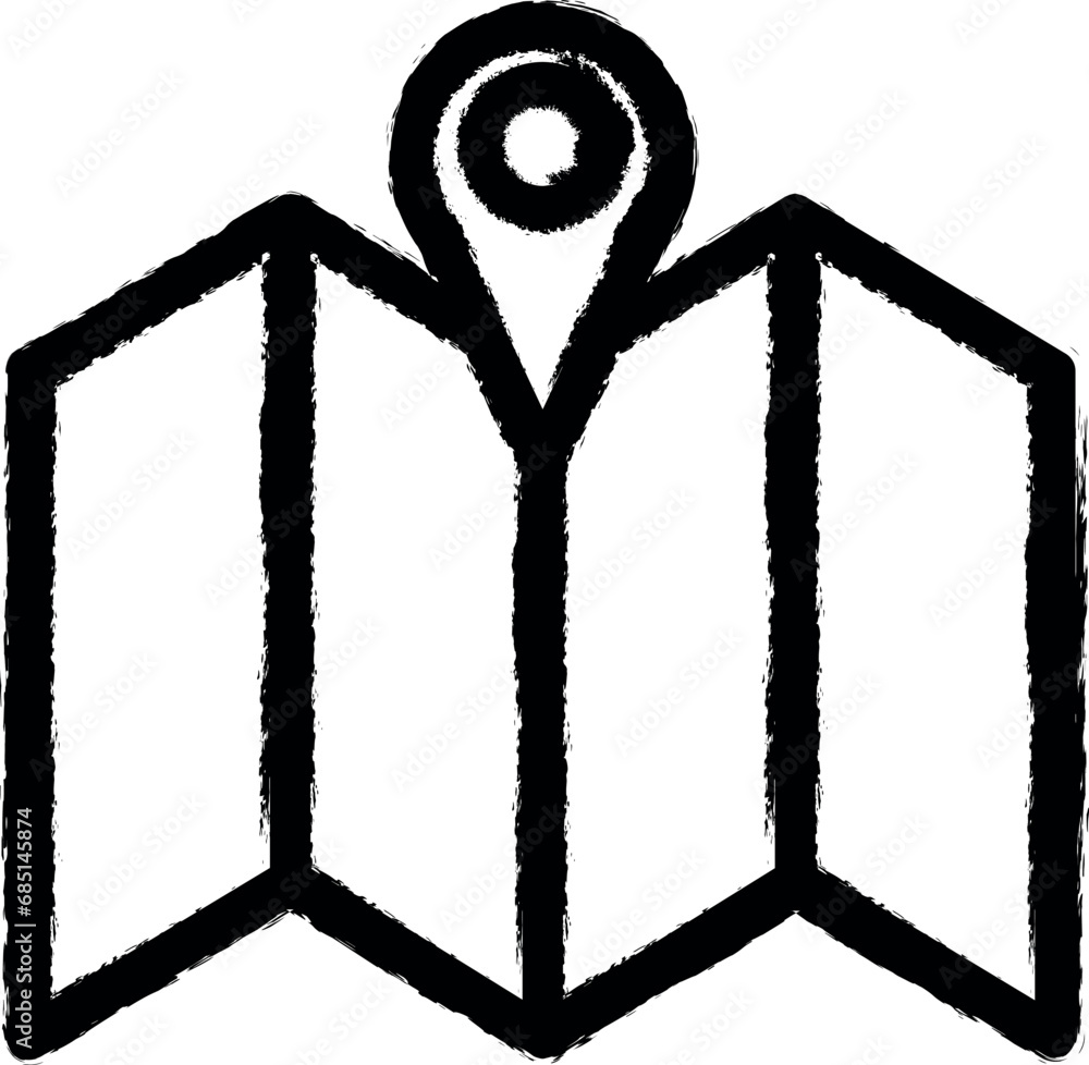 Poster pin on the map vector icon in grunge style