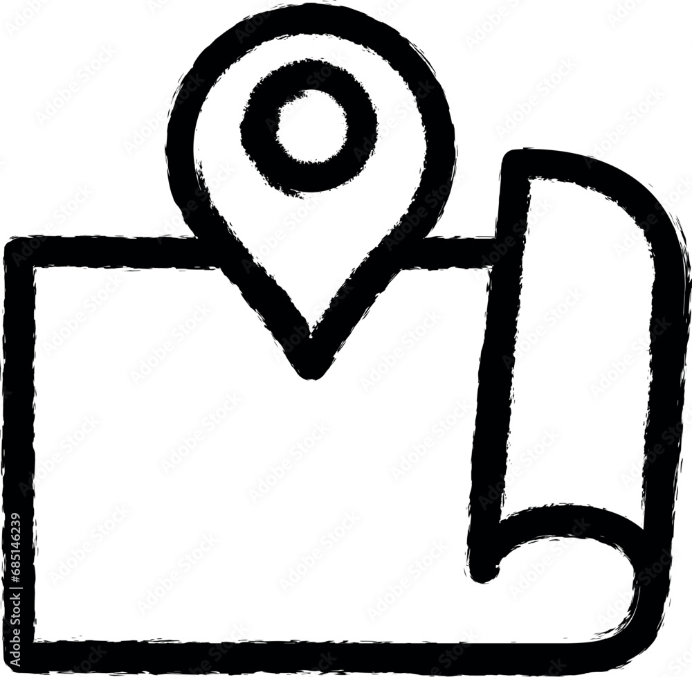 Aufkleber expanded map with pin vector icon in grunge style