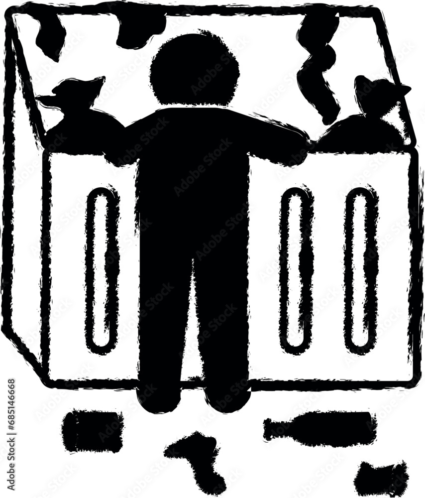 Poster garbage poor man vector icon in grunge style