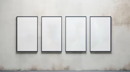 Fotobehang Generative AI, set of four posters mock up, blank minimalistic background, artwork template © DELstudio