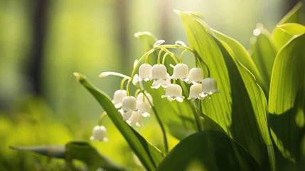 Foto op Aluminium Floral perfection: macro view of wild Lily of the Valley in a garden © pvl0707