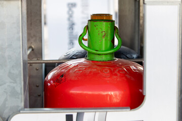 Gas bottle container in a store