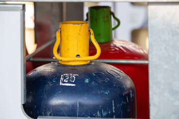 Gas bottle container in a store