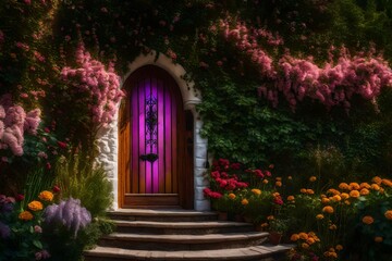 Entrance door with flowers