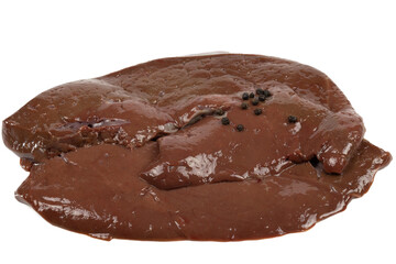 foie de boeuf, en gros plan, isolé sur un fond blanc