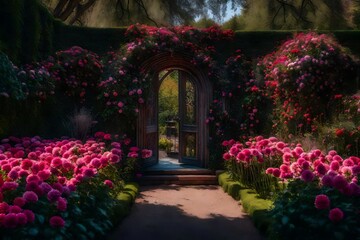 Entrance door with flowers